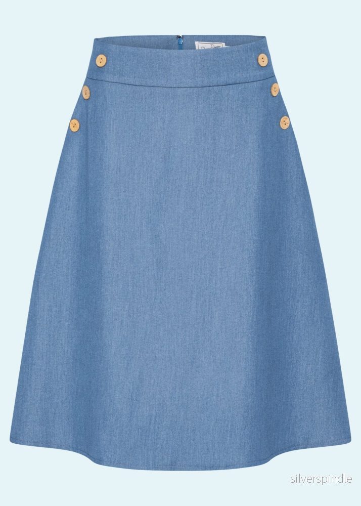 A-linjekjol med knappar – ljus denimblå A-linjekjol med knappar – ljus denimblå