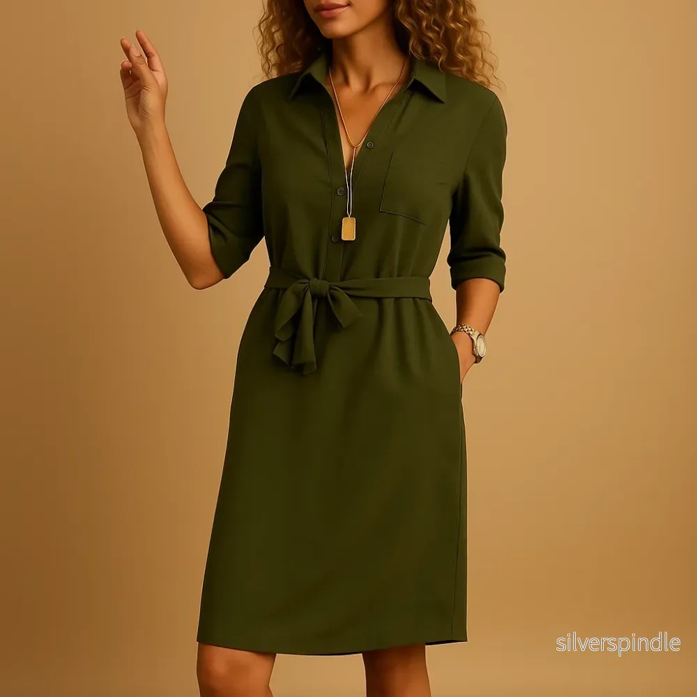 Kvinnors Midi Casual Klänning med Smickrande Siluett | Elegant och Bekväm för Arbete och Kvällsbruk - Bild 3