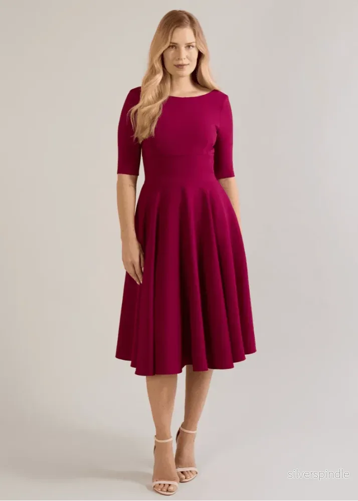 Hepburn 1950-talsstil svängklänning - berry - Bild 2