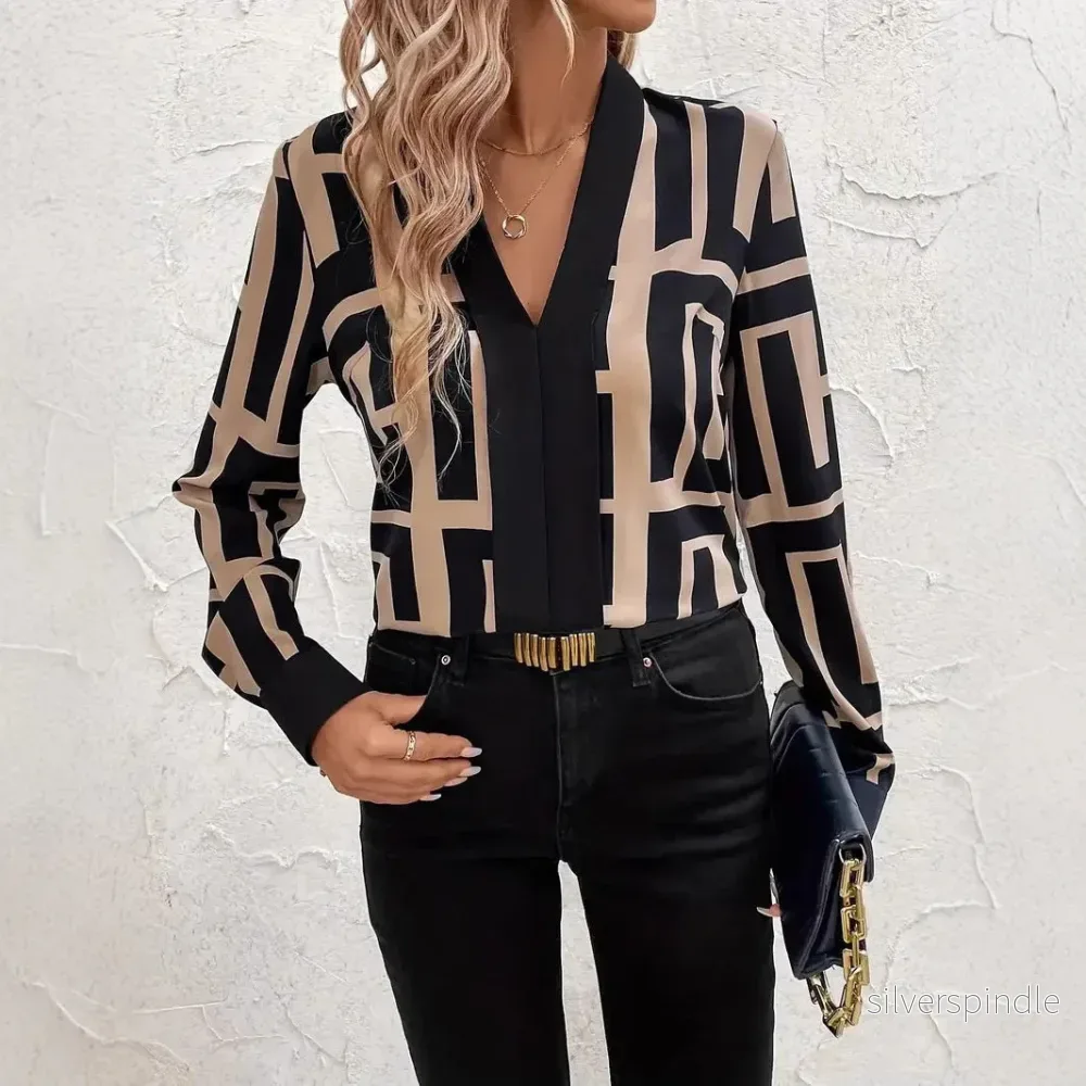 Sophia | Modern Slim Fit Topp med Geometriskt Mönster - Bild 3