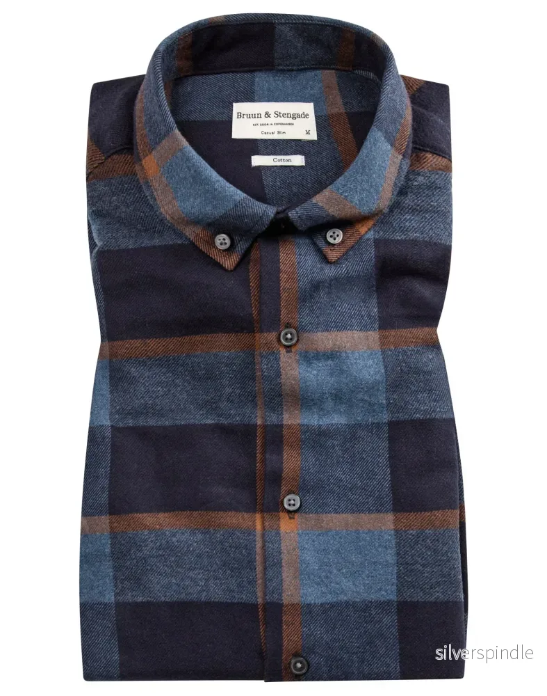 BS Lillestrøm casual slim fit skjorta - Mörkblå