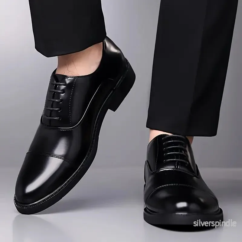 Eleganta Oxford Skor för Män med Snörning och Blank Finish | Perfekta för Affär och Fest - Bild 3