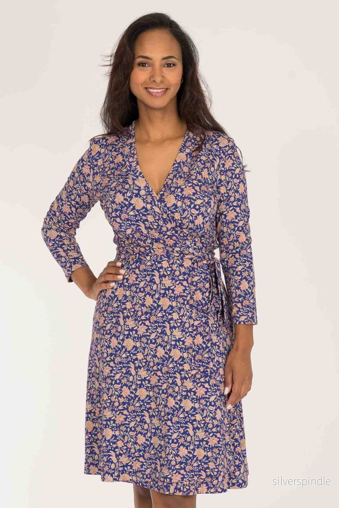 Bestie short wrap jersey dress – Blue Bestie short wrap jersey dress – Blue
