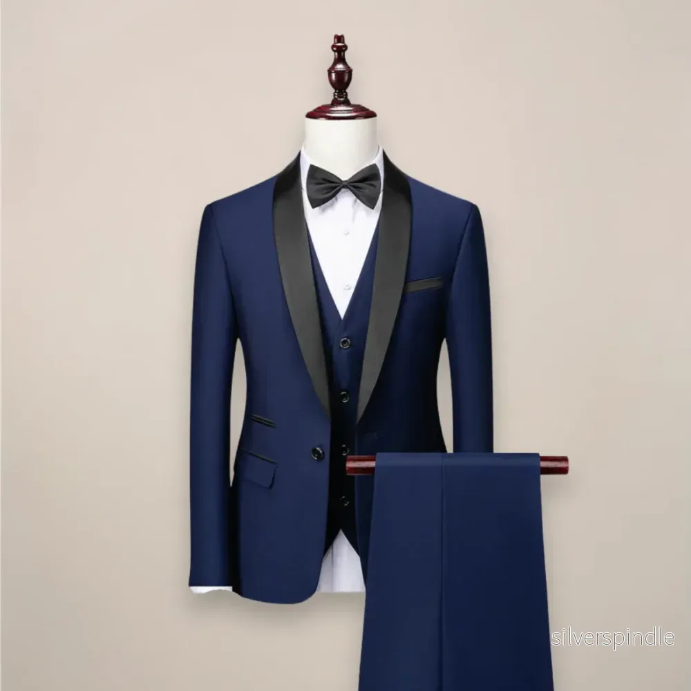 Elegant Tredelad Slim Fit Smoking för Män med Skräddarsydd Design | Tidlös Stil för Formella Tillfällen - Bild 3