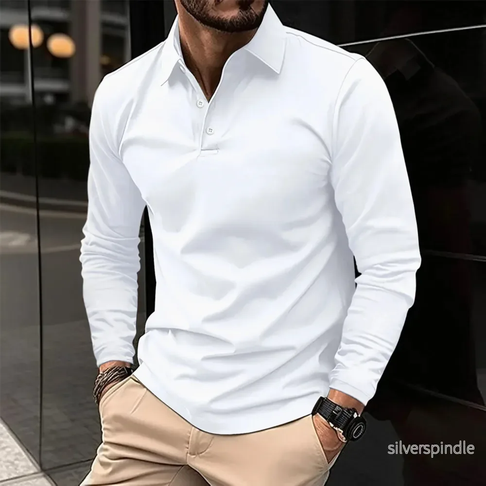 Ethan | Slim Fit Långärmad Pikétröja Andningsbar Ethan | Slim Fit Långärmad Pikétröja Andningsbar