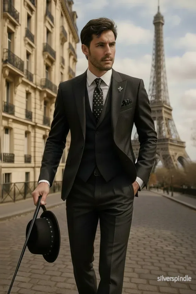 Elegant Slim Fit Dräkt för Män med Kavaj, Väst och Byxor | Perfekt för Formella Evenemang - Bild 2
