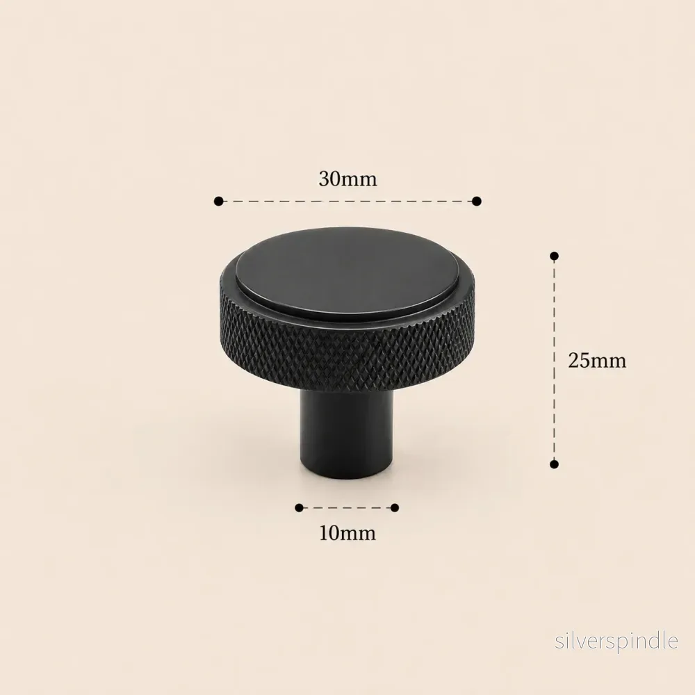 Räfflad knopp på fot 30 mm – Matt svart - Bild 3