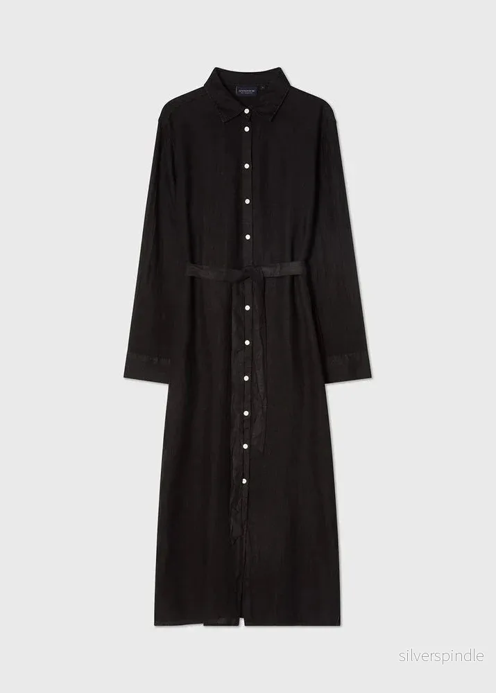 Lexington Long Linen Shirt Dress Black - Bild 2