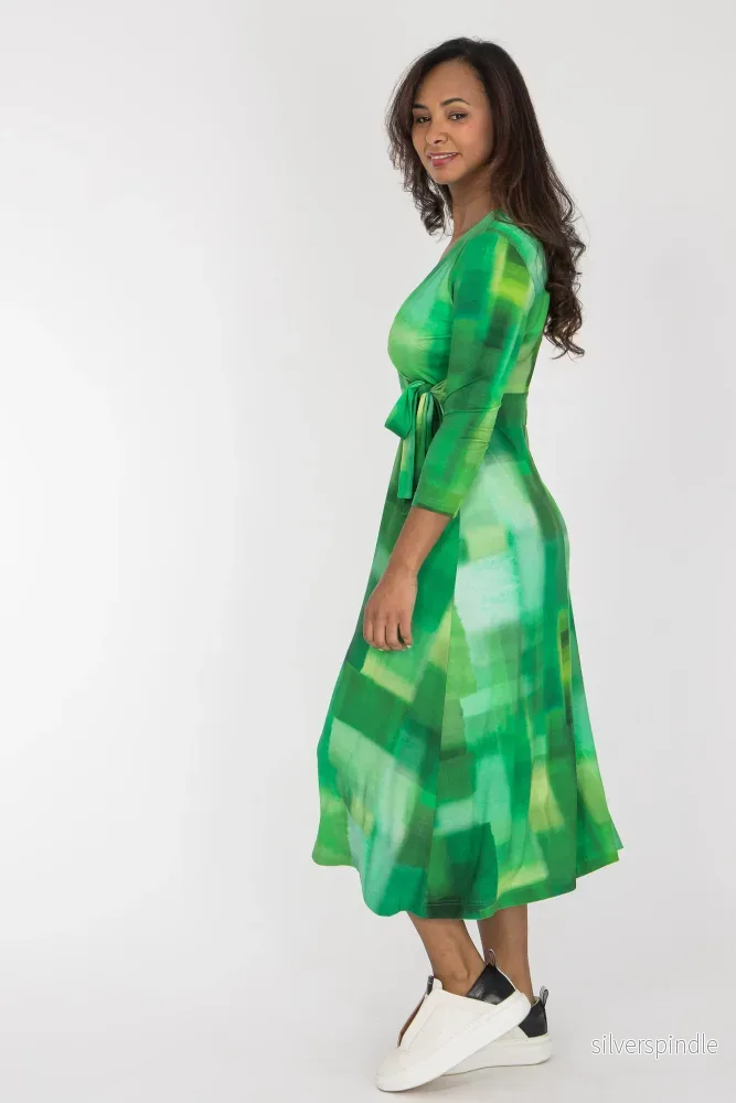 Loose fit midi wrap jersey dress – Green Loose fit midi wrap jersey dress – Green