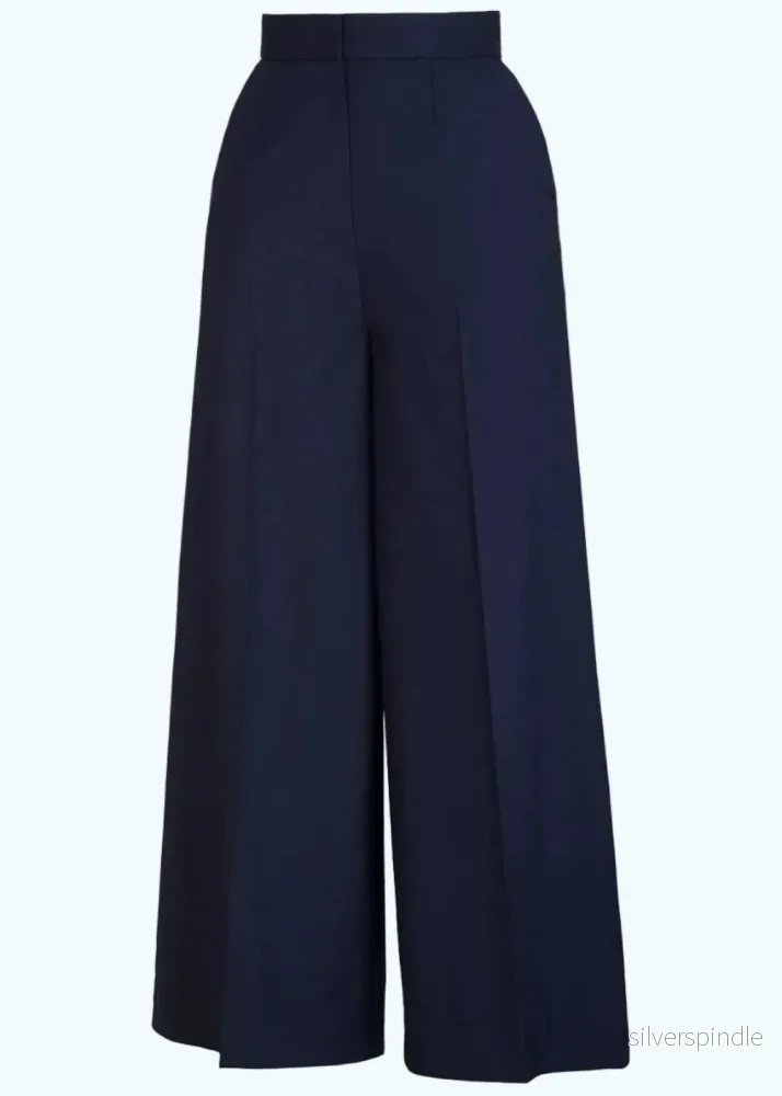 The Palazzo Perfection Pants – Navy herringbone wool The Palazzo Perfection Pants – Navy herringbone wool