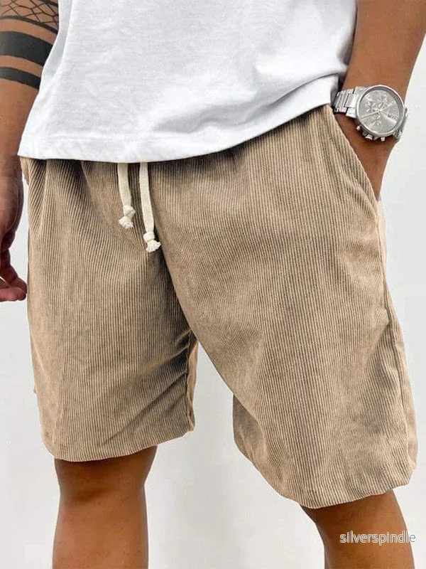 Casual Vårstil | Stretchshorts för Män med Mjuk Ribbad Textur | Avslappnad Passform för Komfortabla Dagar - Bild 2