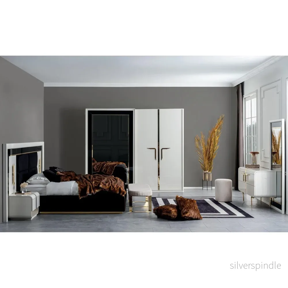 Aston Sovrumsset(160 Cm Säng - 2 St Sängbord - Sminkbord -Spegel) - Bild 3