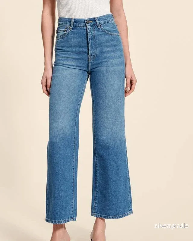 Sofia | Retro Hög Midja Cropped Jeans Dam - Bild 2