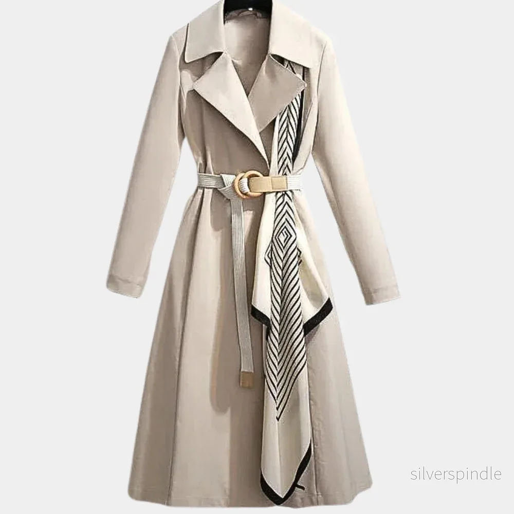Elegant Trenchcoat Dam | Lätt Design med Bälte & Dekorativa Fickor för Mångsidig Stil - Bild 3