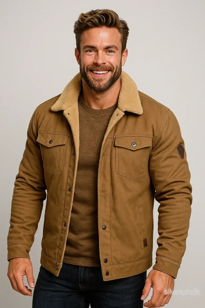 Klassisk Herrjacka | Shearling-fodrad Vinterjacka med Bröstfickor | Mångsidig Design för Värme och Komfort - Bild 2