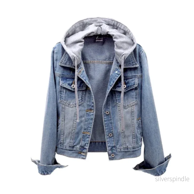 Lätt Jeansjacka Dam med Huva och Dragsko | Chic Design för Vår och Sommar