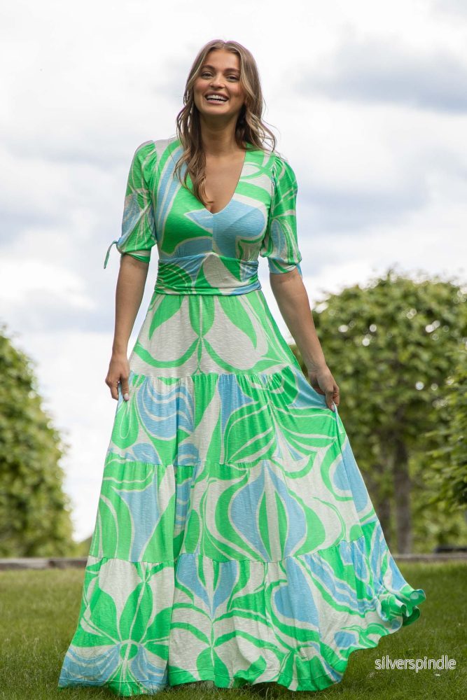 Flowy maxi jersey dress – Green Flowy maxi jersey dress – Green