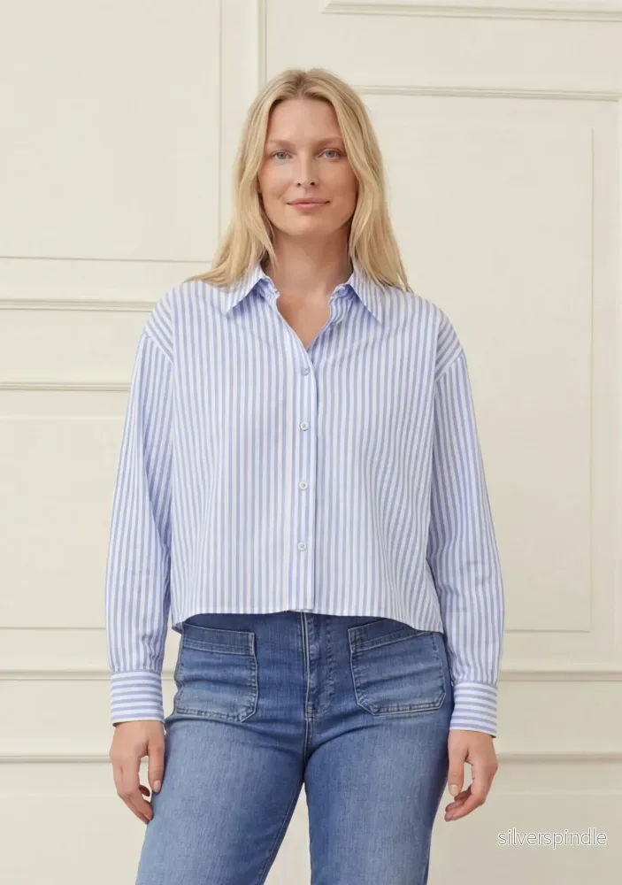 Sigga Shirt Jacket - Light Blue/White Stripe - Bild 2