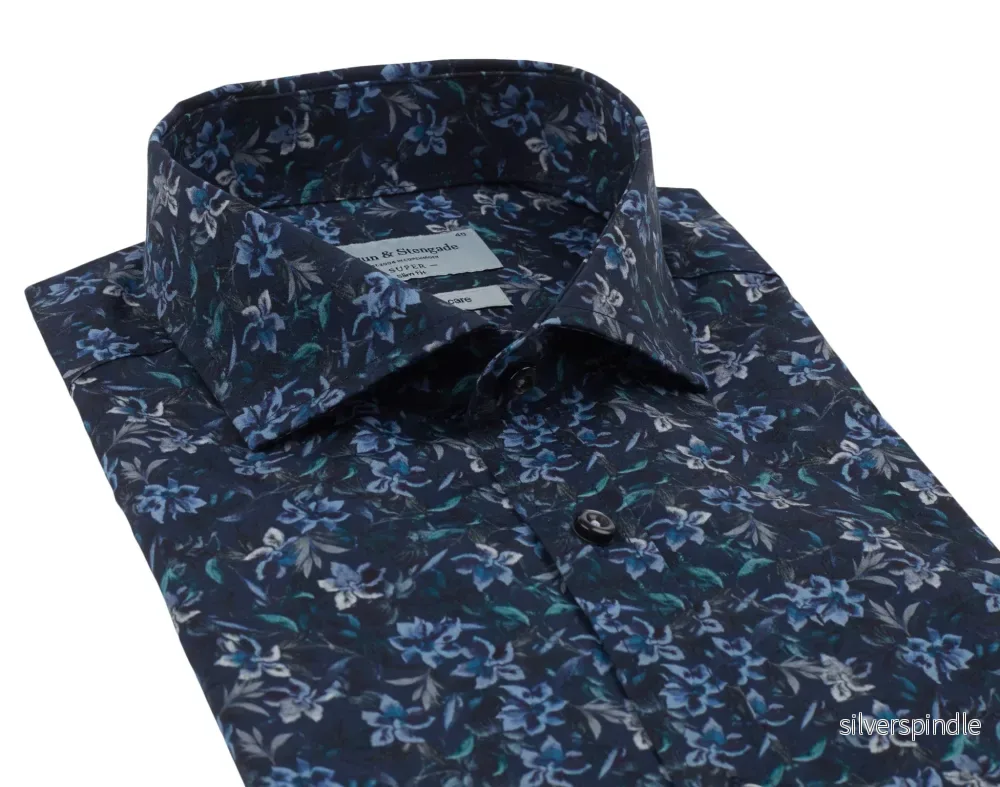 BS Hvam Super Slim Fit Skjorta - Navy - Bild 2