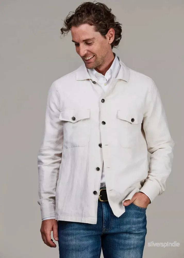 Hansen & Jacob Linen Twill Overshirt Offwhite