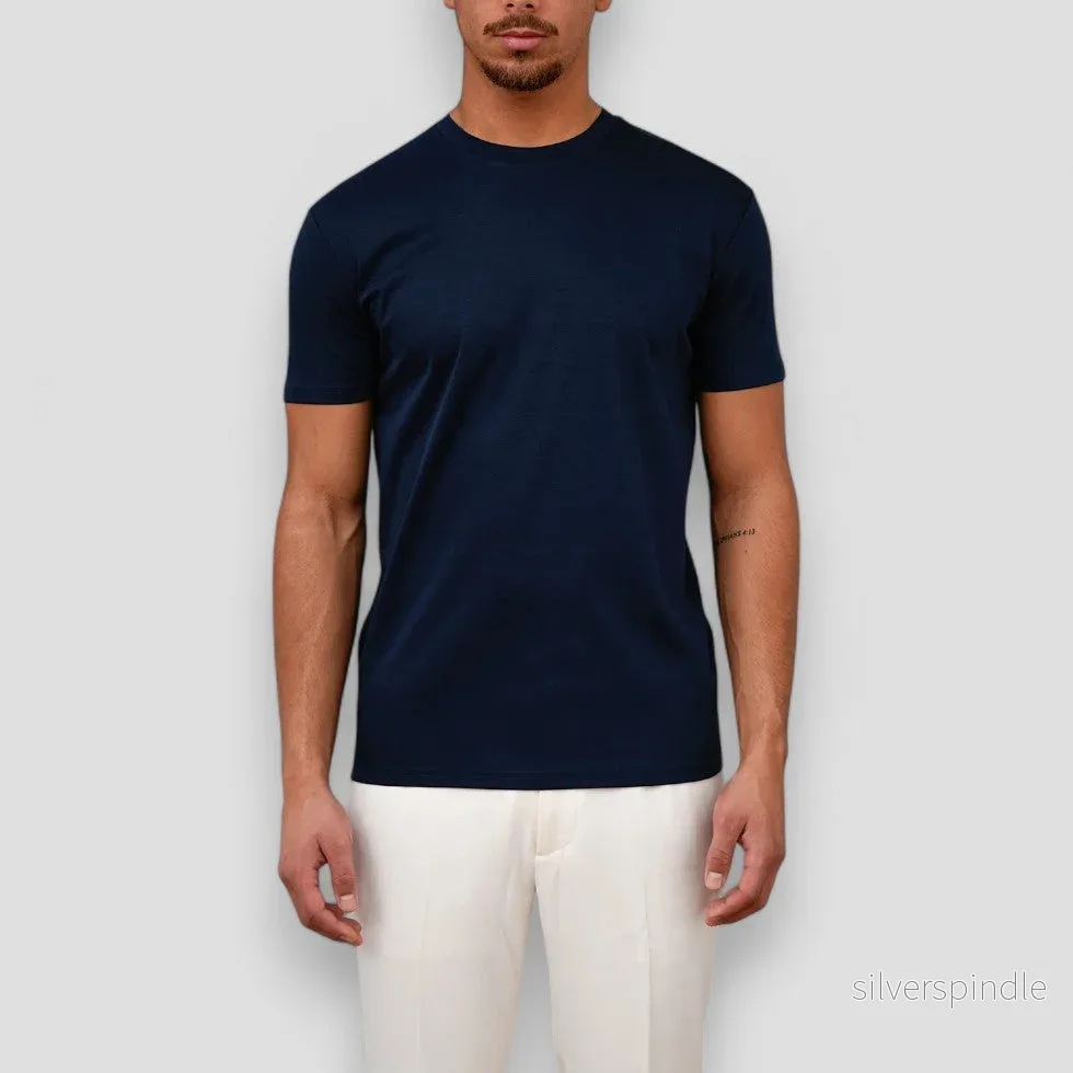Elegant T-shirt | Glänsande Bomullsblandning med Skräddarsydd Passform | Mångsidig Stil för Avslappnade och Smart-Casual Tillfällen