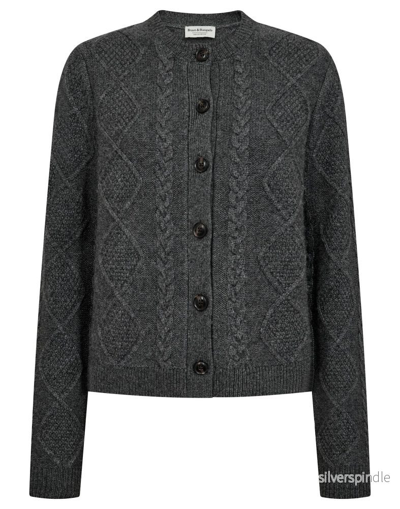 BS Marita Regular Fit Stickat - Dark Grey