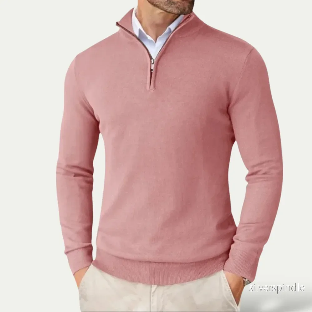Elegant Herr Tröja | Halv Dragkedja med Långa Ärmar | Mångsidig Stil för Smart Casual - Bild 3