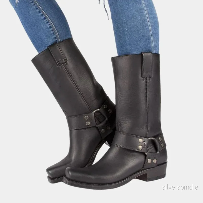 Vintage Cowboystövlar | Slitstarka Stövlar med Fyrkantig Tå | Perfekta för Äventyr och Urban Stil - Bild 2