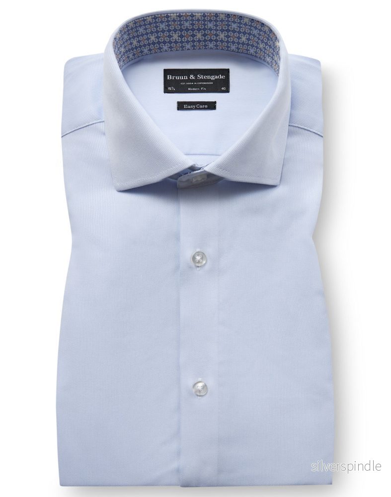 BS Ruud Modern Fit Skjorta - Light Blue/White