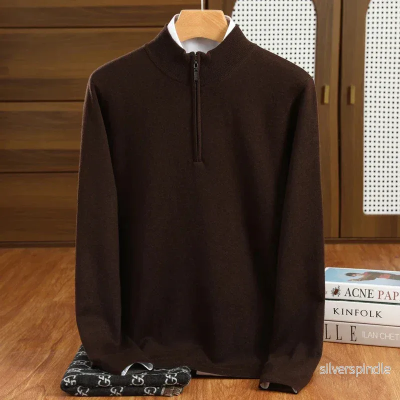 Elegant Mock-Neck Tröja för Män med Halv Dragkedja | Skräddarsydd Passform för Stil och Komfort - Bild 3