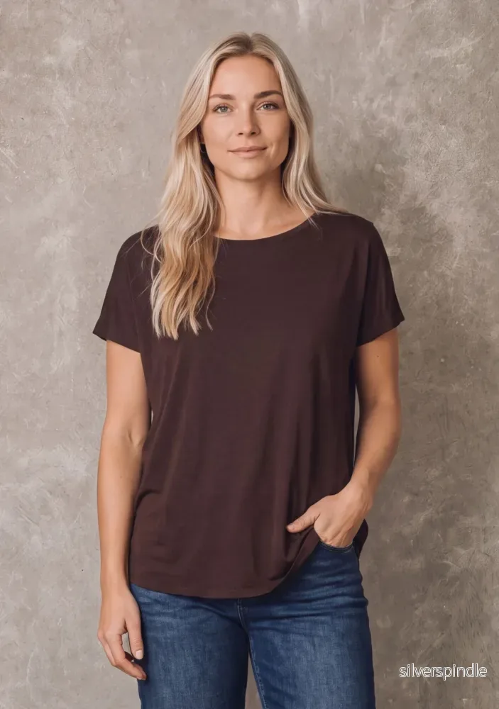 Nugga Viscose T-Shirt - Dark brown