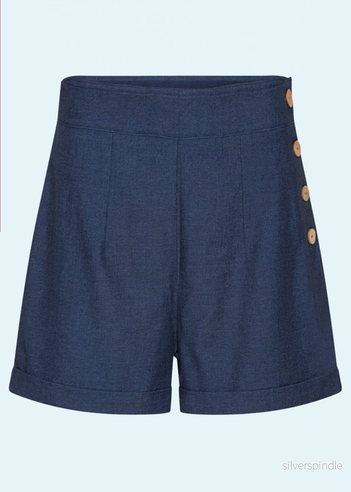 Shorts med hög midja - blå "denim"