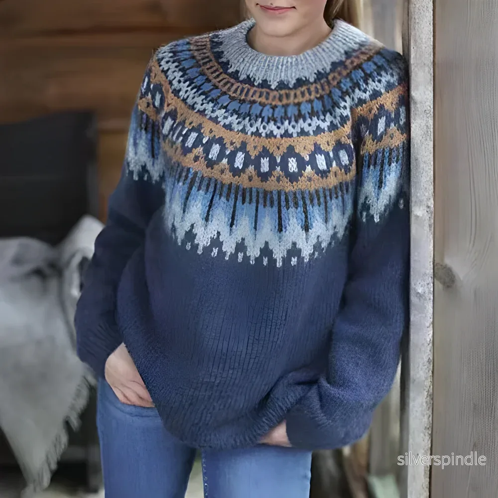 Klassisk Fair Isle Vintertröja för Kvinnor med Mjuk Stickad Konstruktion | Avslappnad Passform för Vardagsbruk
