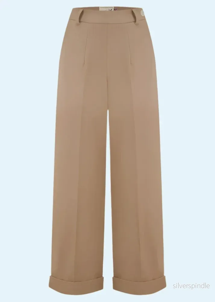 Klassiska byxor med hög midja – beige Klassiska byxor med hög midja – beige