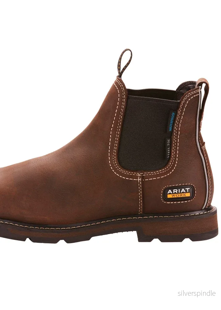 Ariat Groundbreaker Chelsea Waterproof Steel Toe Men’s Work Boot Dark Brown