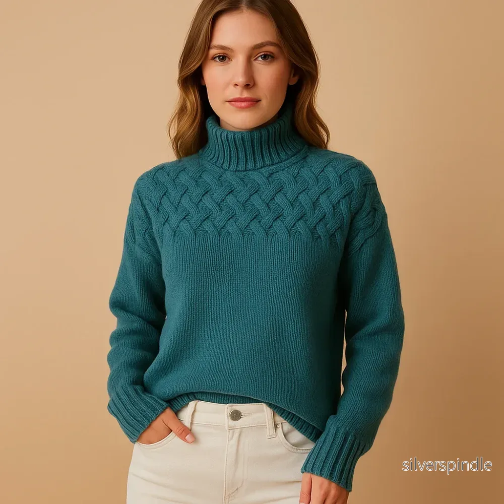 Elegant Stickad Turtleneck-tröja för Kvinnor med Förlängd Passform | Mjuk Textur för Komfort och Stil