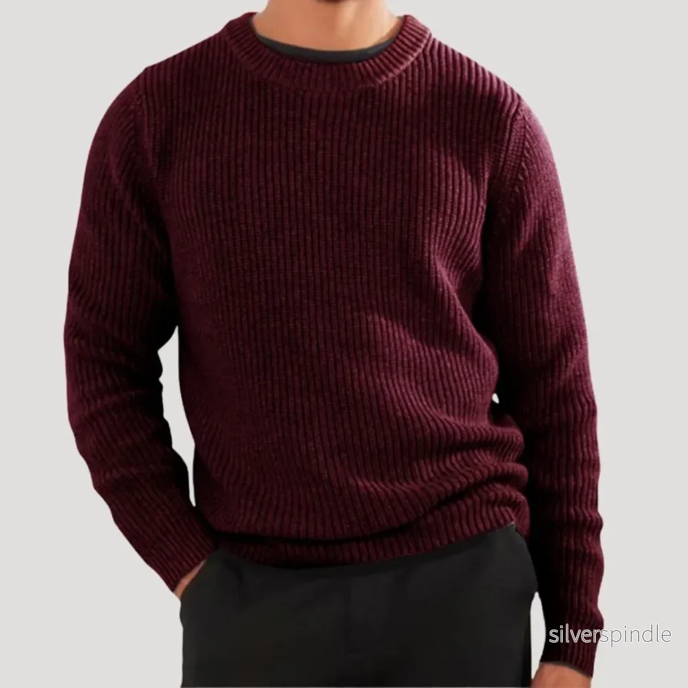 Klassisk Stickad Tröja för Män med Rund Hals | Mjuk och Ventilerande Design för Vardagsbruk - Bild 3