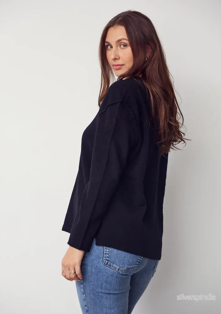 Robin V-Neck Pullover - Black - Bild 2