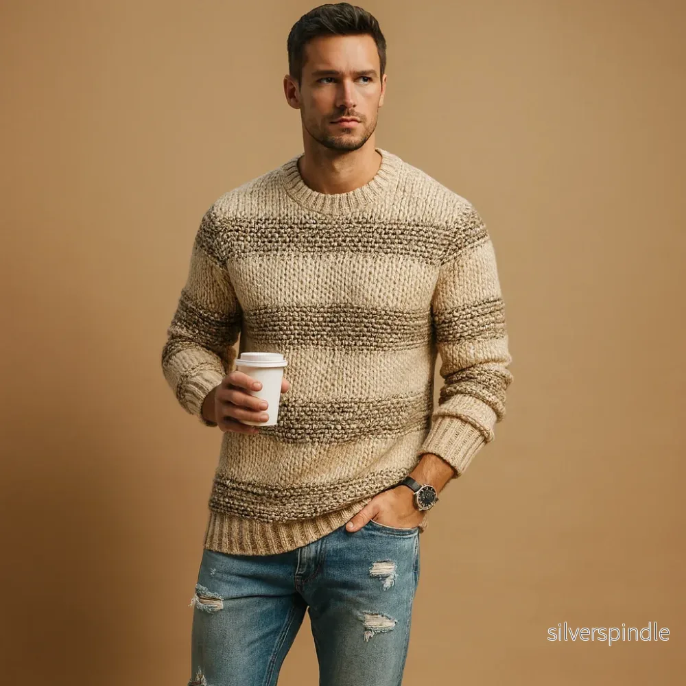 Herr Tröja | Fair Isle Jumper med Klassisk Design | Varm och Bekväm för Kalla Dagar