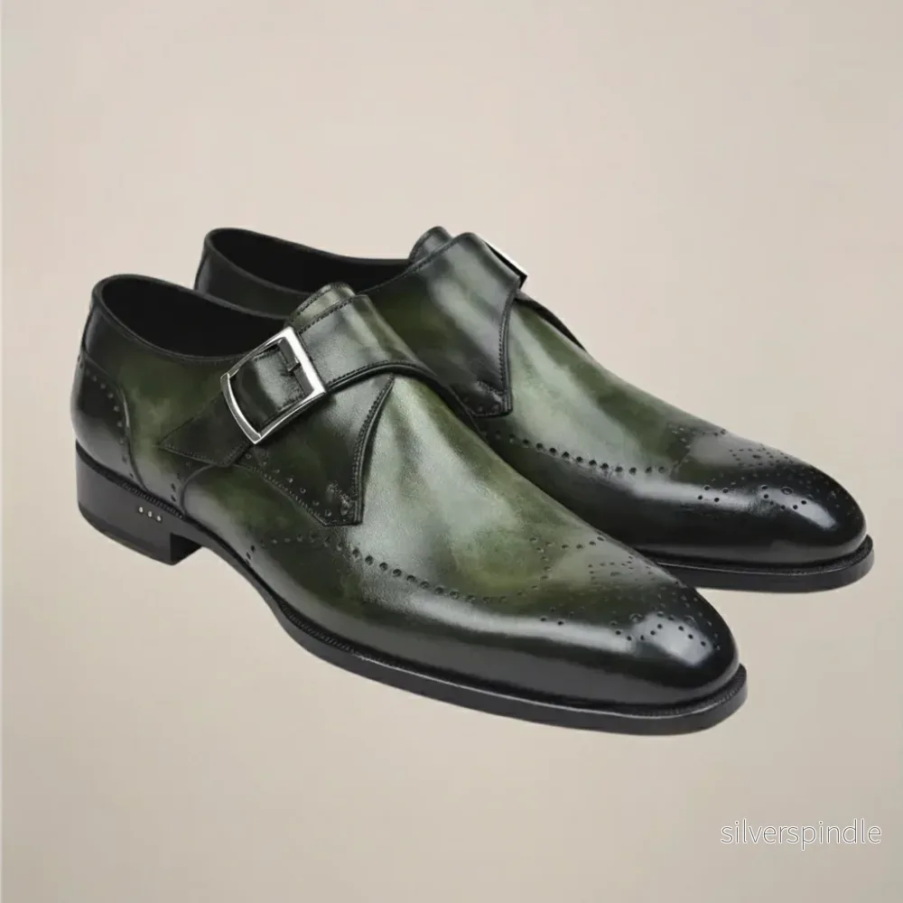 Elegant Monk Strap Dress Shoes för Män med Polerat Spänne | Klassisk Design för Formell Stil - Bild 3