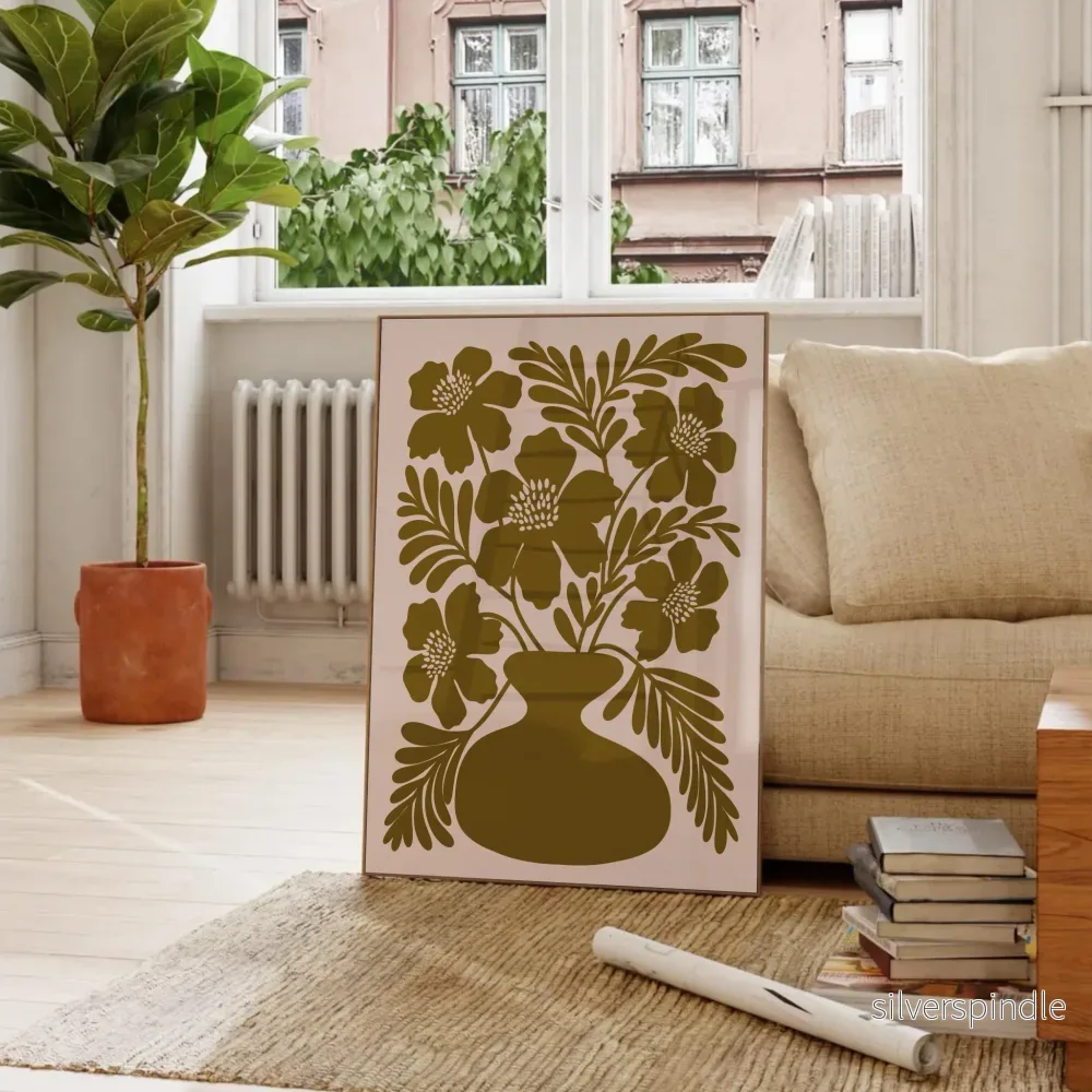 Poppy Olive Pink – Botanisk vallmoposter