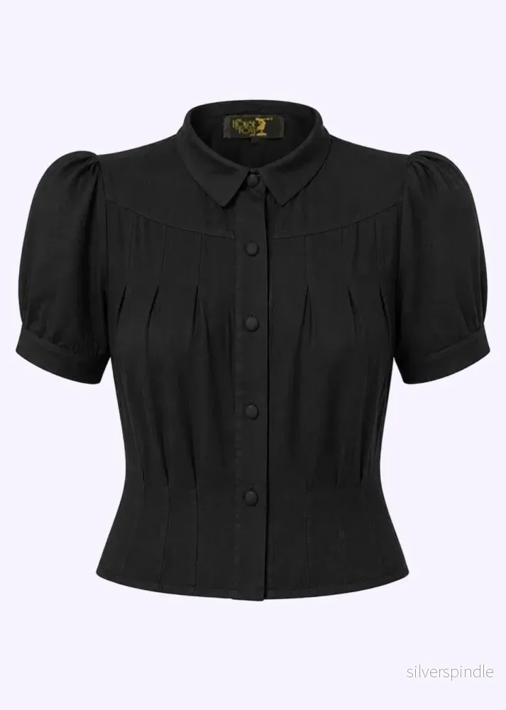 Bonnie vintage skjorta – svart med korta ärmar Bonnie vintage skjorta – svart med korta ärmar