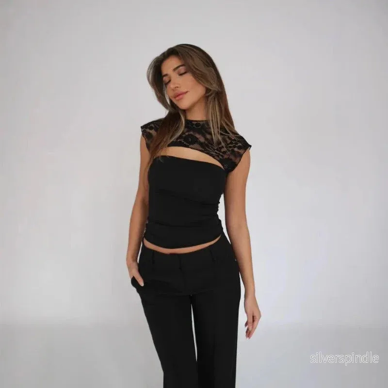 Emma | Elegant Slim Fit Spetsdekor Top - Bild 2