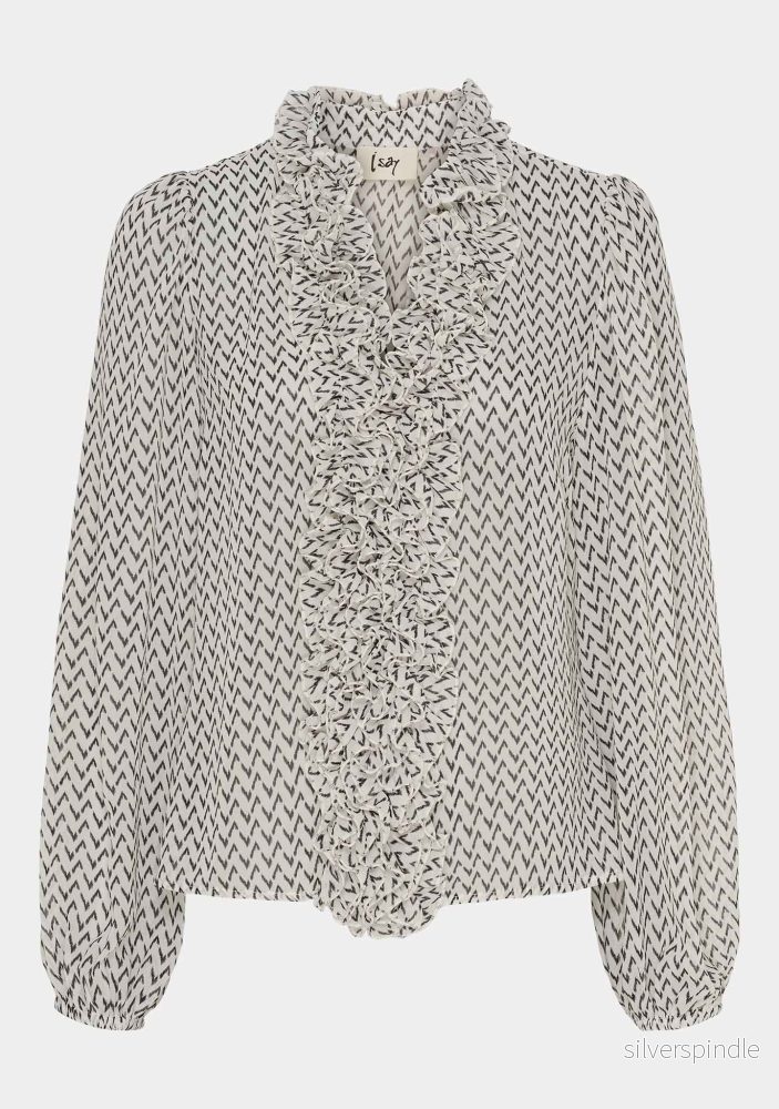 Vibse Ruffle Blouse - Black Zig Zag - Bild 2