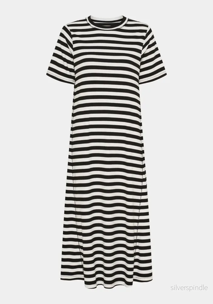 Jeila Jersey Dress - Black/Broken White stripe - Bild 2