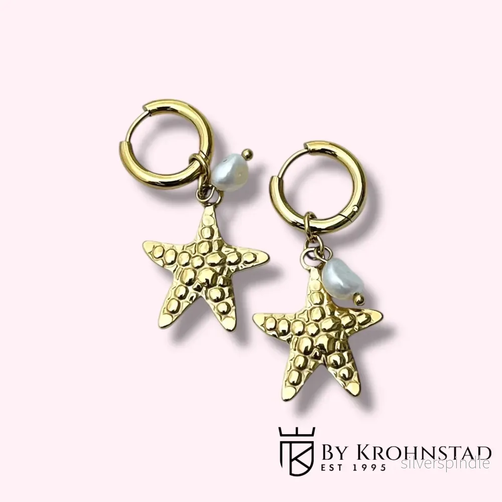 Starfish Pearl Hoops gold