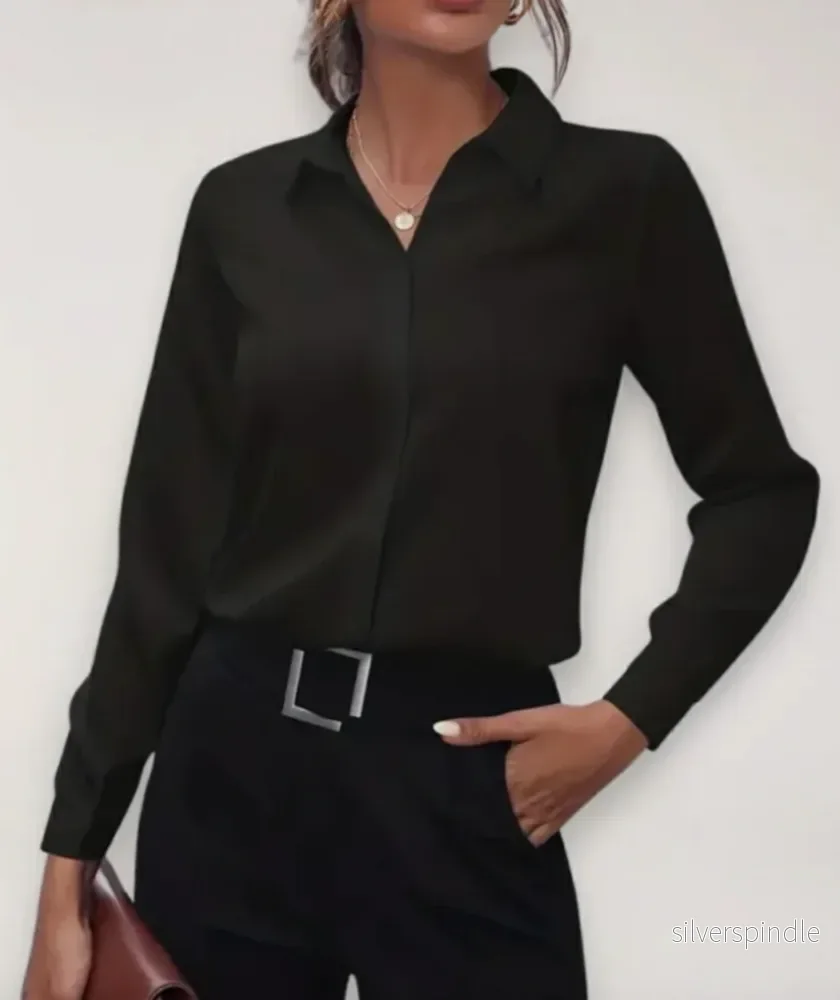 Elegant Vit Blus Dam | Skräddarsydd Skjorta med Klassisk Krage för Professionell Stil Elegant Vit Blus Dam | Skräddarsydd Skjorta med Klassisk Krage för Professionell Stil