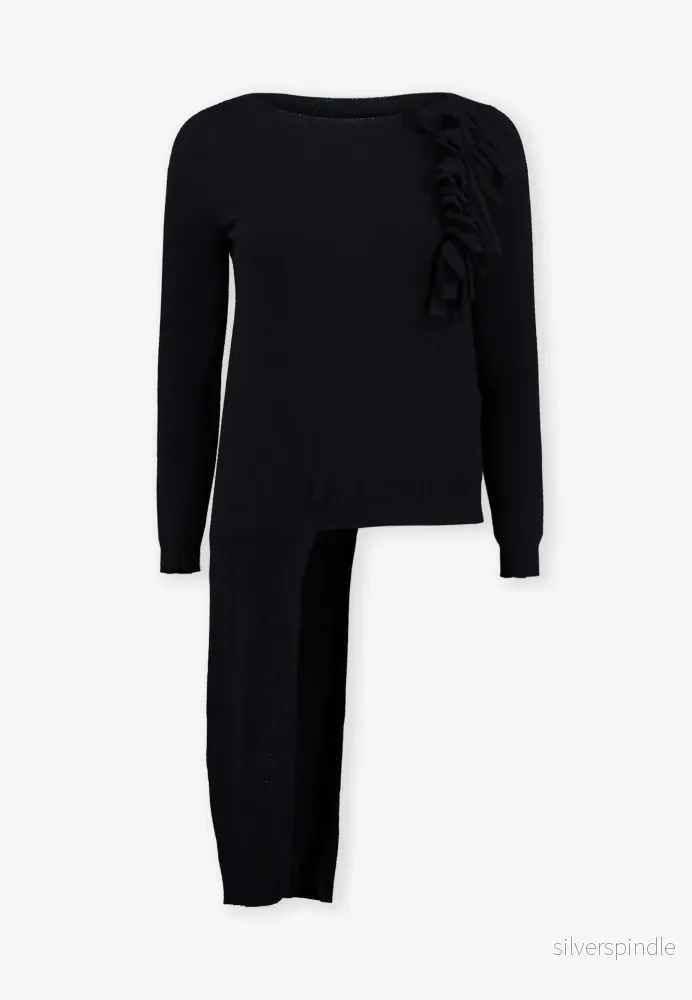 MAGLIA MISTO WS CON DETTAGLIA - Mörkblå