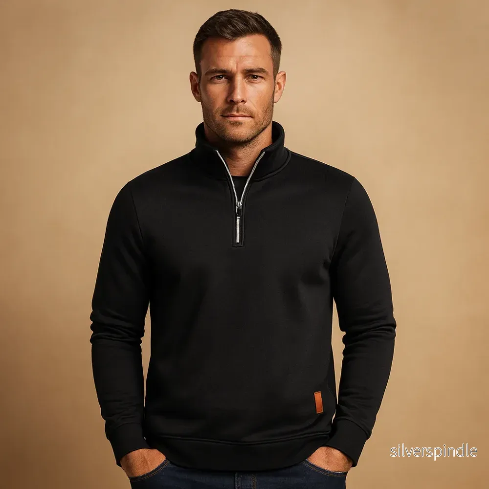 Moderna | Herr Tröja med Dragkedja i Mjuk Stickad Design | Mångsidig för Komfort och Stil - Bild 2