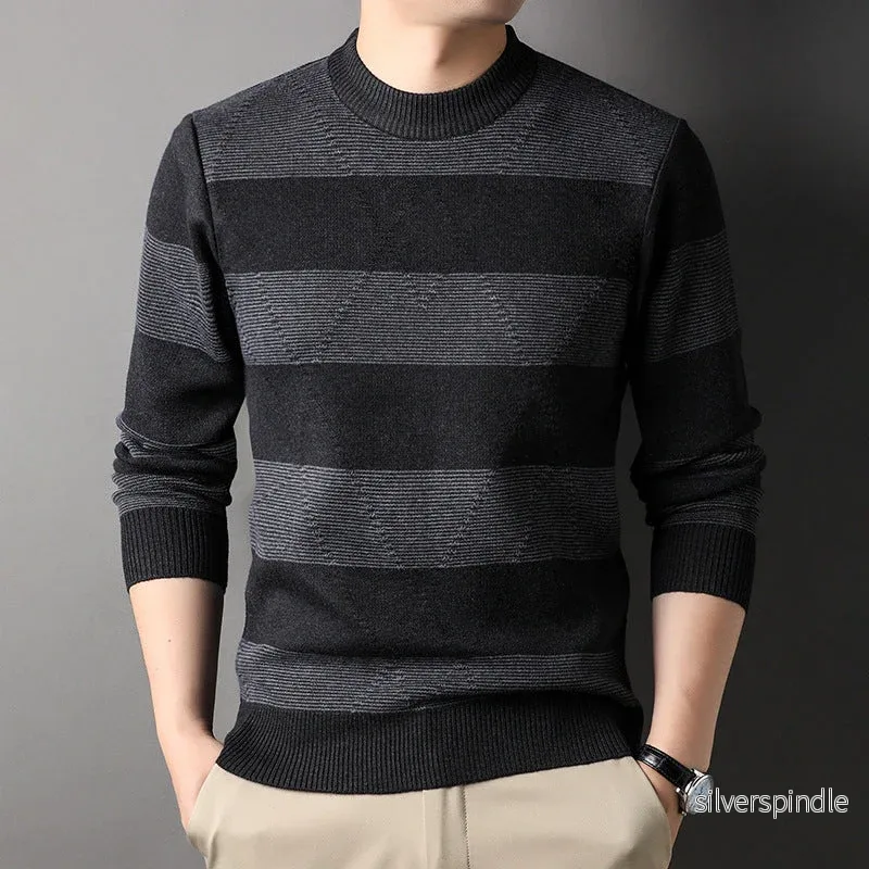 Evelyn | Loose Fit Stickad Tröja Dam med Hög Hals och Färgblock Evelyn | Loose Fit Stickad Tröja Dam med Hög Hals och Färgblock